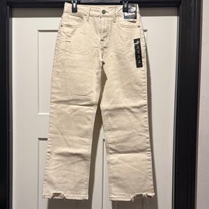 Cream Straight-Leg Baggy Jeans
